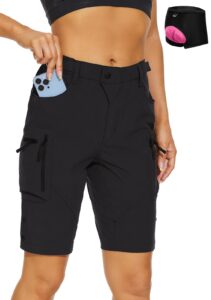 cycorld women's-mountain-bike-shorts, cycling padded biking shorts with pocket (black, x-large)