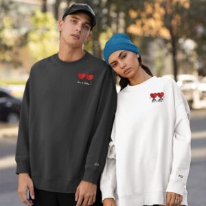 GODMERCH Custom Embroidered Matching Couple Hoodies, Matching Sweaters for Couples, Matching Outfits for Couples, His and Hers Hoodies, Embroidered Hoodie, Valentines Gifts