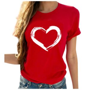 women love heart graphic tees shirt short sleeve tops tshirts regular fit tunic blouse cute funny gift clothes 2023