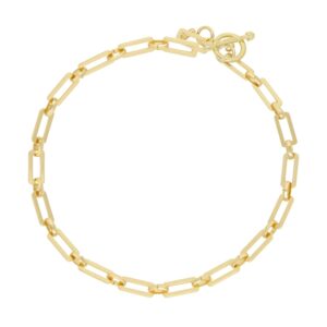 Ettika Choker Necklace for Women. 18k Gold Plated Golden Flat Rectangle Chain Necklace. Fashion Jewelry