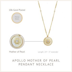 Ettika Chain Necklace for Women. Apollo Mother of Pearl 18k Gold Plated Pendant Necklace. Fashion Jewelry