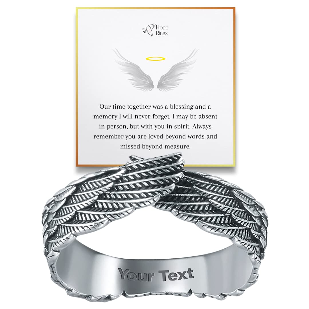 Project Hope Rings – The Guardian Angel Ring – Handcrafted 925 Sterling Silver Angel Wing Ring – Tarnish-Free & Hypoallergenic – Adjustable Wrap Around Ring – Thoughtful Memorial Gift Idea for Girls & Women (Sterling Silver, Adjustable)