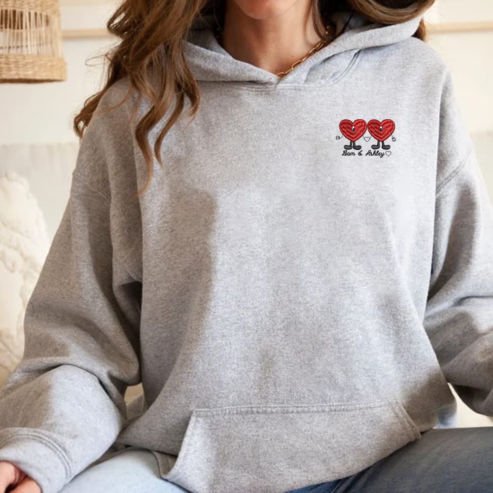 GODMERCH Custom Embroidered Matching Couple Hoodies, Matching Sweaters for Couples, Matching Outfits for Couples, His and Hers Hoodies, Embroidered Hoodie, Valentines Gifts