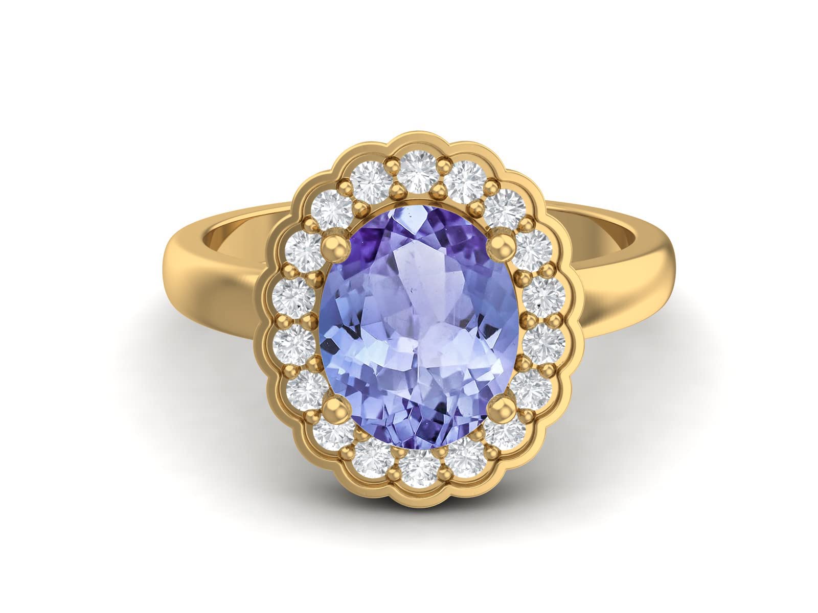 MOONEYE 10x8mm Oval Shape Natural Tanzanite Solitaire Engagement 925 Sterling Silver Birthstone Promise Ring (Gold Vermeil, 8)