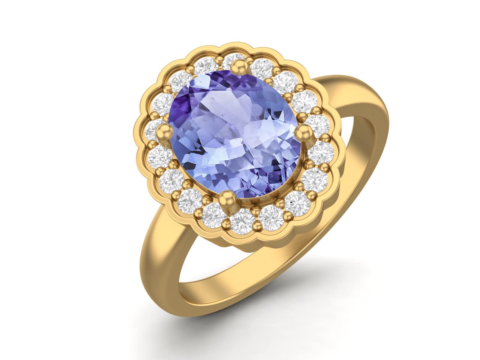 MOONEYE 10x8mm Oval Shape Natural Tanzanite Solitaire Engagement 925 Sterling Silver Birthstone Promise Ring (Gold Vermeil, 8)