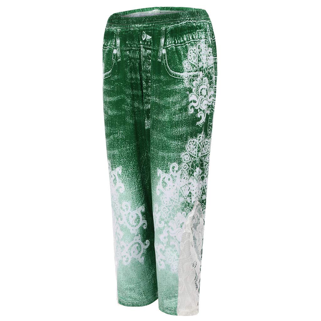 Womens Capri Yoga Pants High Waisted Tummy Control Plus Size Floral Graphic Tie Dye Athletic Leggings Green