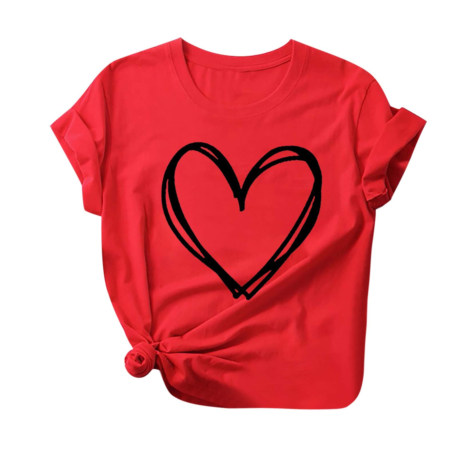 Women's Short Sleeve Tee Top Love Heart Shirt Funny Cute Graphic Tshirt Blouse 2023 Summer Spirng Tops Regular Fit