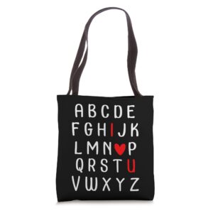 i love u alphabet valentine love you gift tote bag