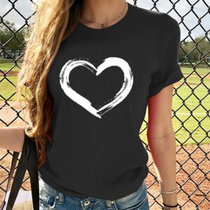 Women Love Heart Graphic Tees Shirt Short Sleeve Tops Tshirts Regular Fit Tunic Blouse Cute Funny Gift Clothes 2023