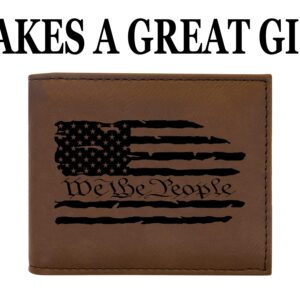 Rogue River Tactical USA American Flag We The People Constitution Men's Leather Bifold Wallet RFID Gift For Him Dad Father United States Billfold Patriotic