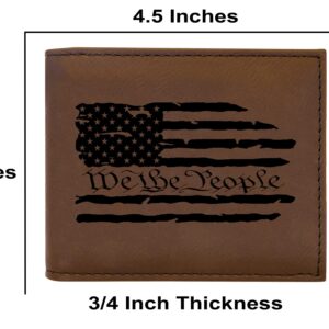 Rogue River Tactical USA American Flag We The People Constitution Men's Leather Bifold Wallet RFID Gift For Him Dad Father United States Billfold Patriotic