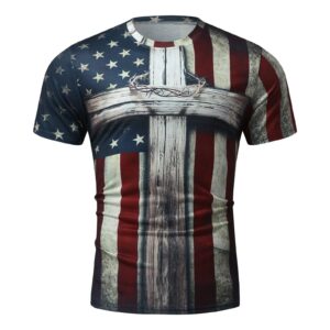 Mens Camo Ameican Flag Printed Pullover 2023 Novetly Tactical Independence Day Tees O-Neck Strechy Slim Fit T-Shirts