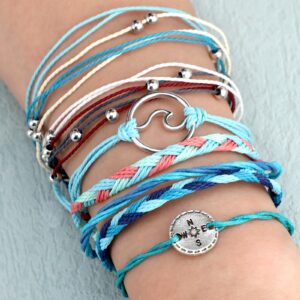 Cindeer 43 Pcs Summer Beach Bracelets for Women Adjustable Friendship Surfer Bracelets Anklets Multilayer String Rope Jewelry Bulk(Vintage)