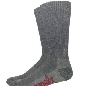 Wrangler Mens Lightweight Merino Wool Seamless Toe Crew Socks 1 Pair Pack (Grey)