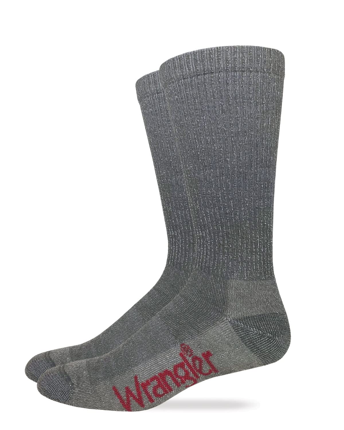 Wrangler Mens Lightweight Merino Wool Seamless Toe Crew Socks 1 Pair Pack (Grey)