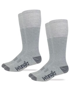 wrangler mens wellington cotton tall boot socks 2 pair pack (as1, alpha, l, regular, regular, grey)