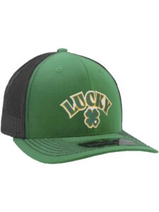 daxton baseball trucker hat st. patrick day 3d lucky clover structured mid profile cap, lucky clover kelly black hat