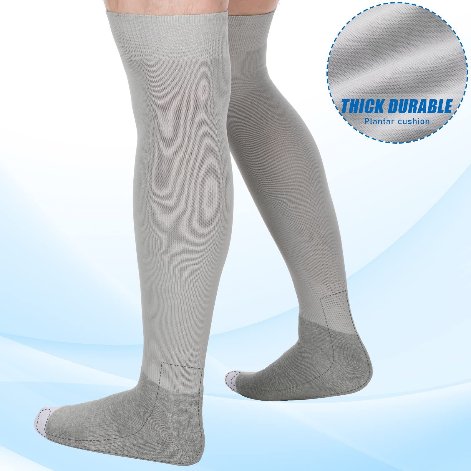 Jenaai 4 Pairs Baseball Socks Football Socks Over the Knee High Socks Extra Long Soccer Socks (Gray)