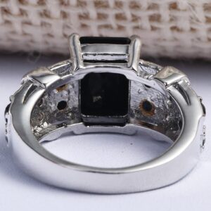 Bcughia CZ Ring, Women's Wedding Rings Silver Copper Black Emerald Gemstone 4 Prong Engagement Jewelry Ring Gifts Size 8