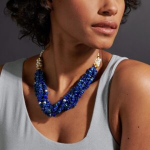 Ross-Simons Lapis Bead Necklace With 4.5-5.5mm Cultured Pearls in 18kt Gold Over Sterling. 18 inches