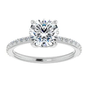 14K Gold 2 CT Round Cut VVS1 Colorless Moissanite Engagement Ring for Women Bridal Set Handmade Diamond Wedding Ring for Gifts (4)