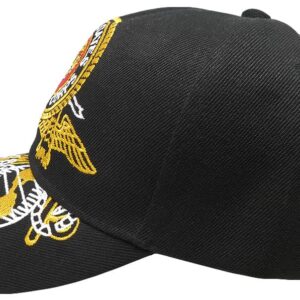 Trade Winds USMC Marines Seal 3-D Emblem EGA Marine Black Acrylic Adjustable Embroidered Baseball Hat Cap - Officially Licensed