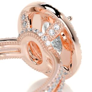 Solid Gold Handmade Engagement Rings 2 CT Oval Cut Moissanite Diamond Double Halo Bridal Wedding Rings for Anniversary Propose Gift (10K Solid Rose Gold)