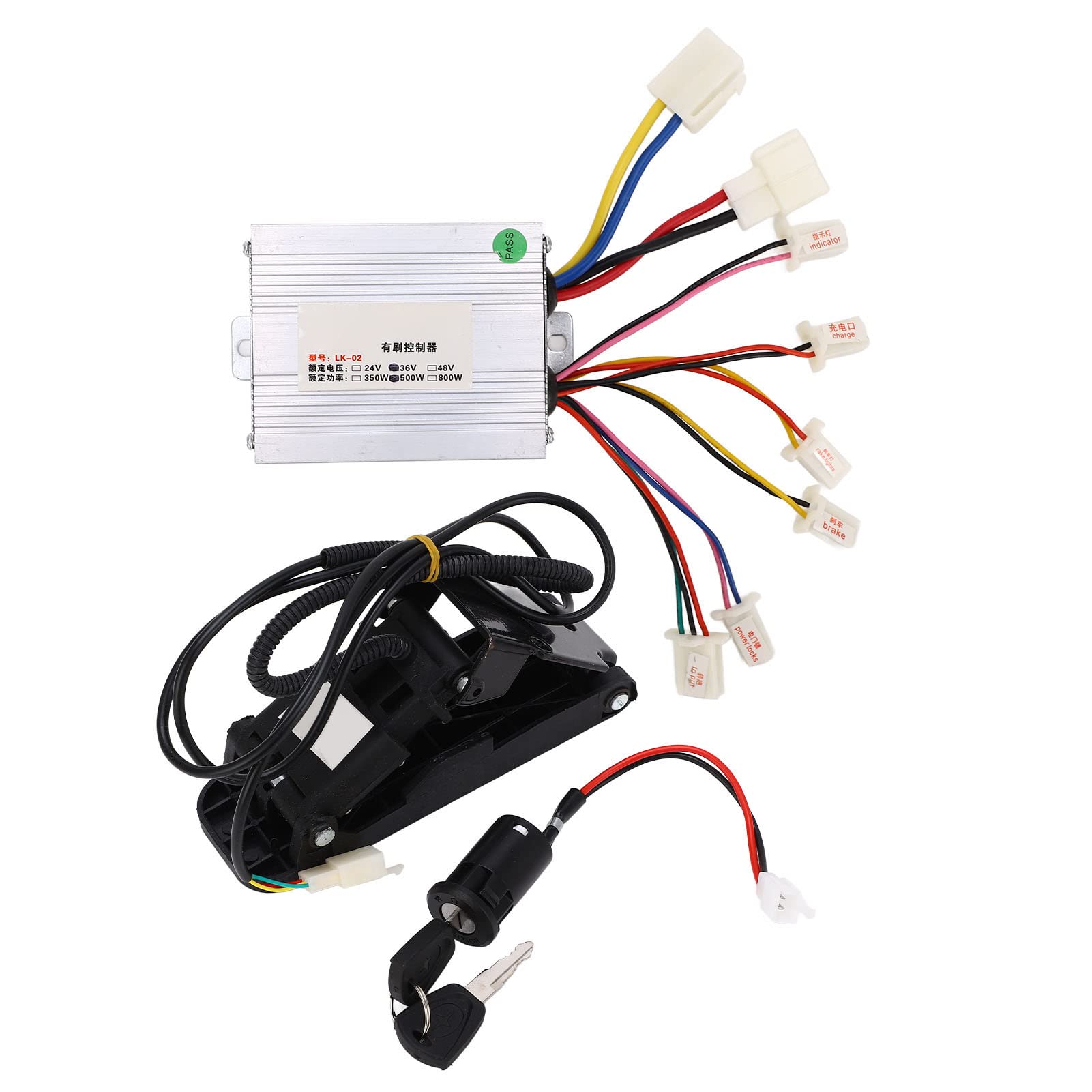 RiToEasysports 36V 500W Electric Controller Kit,Brush Speed Motor Controller with Throttle Pedal for Electric Motorcycle Tricycle