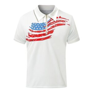 Summer Patriotic Short Sleeves Polos Tshirts for Mens Fashion USA Flag Graphic Turn Down Collar Shirts Active Tennis Tops