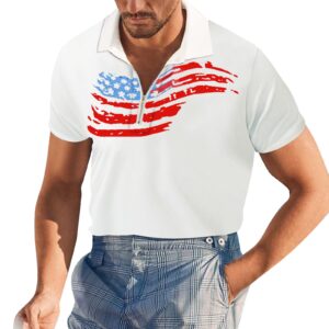 summer patriotic short sleeves polos tshirts for mens fashion usa flag graphic turn down collar shirts active tennis tops