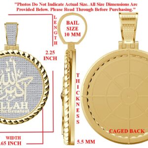 JewelBooth Real Genuine 2.00 Cwt. VVS1 MOISSANITE Diamond 25+ Grams Allahu Akbar Allah Is The Greatest Muslim Takbir Charm 10K Gold On Pendant 2.25'' (Yellow Gold Finish)