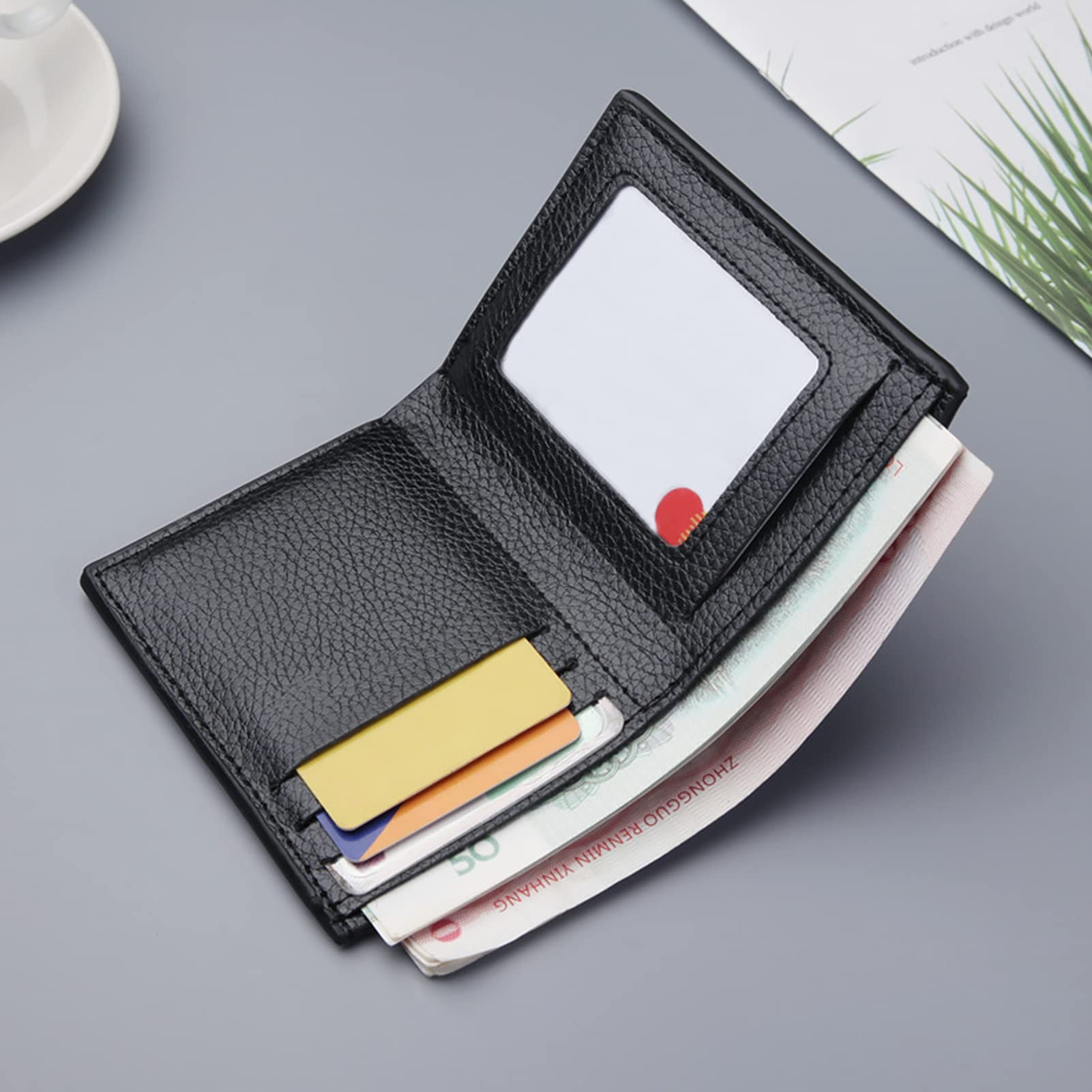 Slim Wallet Credit Card Wallet for Men Solid Color Card Cases & Money Organizers Black