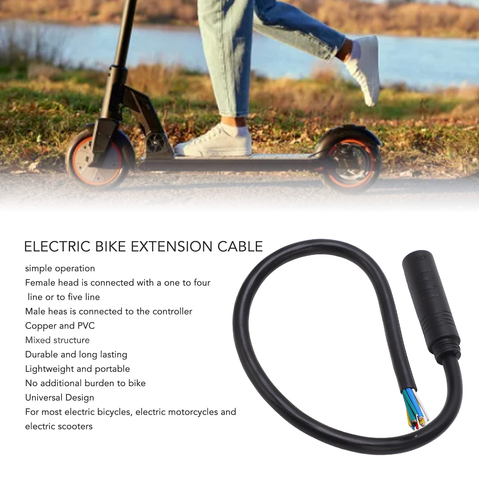 9 Pin watertight Wheel Motor Extension Cable for Electric bikes Female to Male Wire E bikes Accessory , E bikes Motor Extension Cable , 33cm Parts Extend Cable , ebike motor electric bikes motor bikes mot