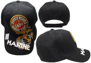 trade winds usmc marines seal 3-d emblem ega marine black acrylic adjustable embroidered baseball hat cap - officially licensed