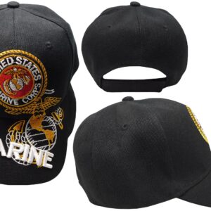 Trade Winds USMC Marines Seal 3-D Emblem EGA Marine Black Acrylic Adjustable Embroidered Baseball Hat Cap - Officially Licensed