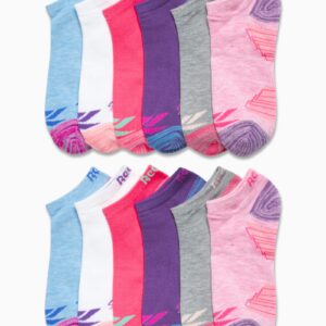 Reebok Girls' Low Cut Socks – 12 Pack Lightweight Breathable Low Cut No Show Socks for Girls - Girl's Athletic Socks, Size Medium, Pink Assorted