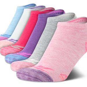 Reebok Girls' Lightweight Comfort Athletic Low Cut Socks (6 Pack), Size Medium, Pink Assorted