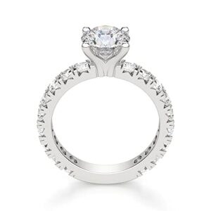 3.11 CT Round Moissanite Engagement Ring Wedding 925 Sterling Silver,10K/14K/18K Solid Gold Wedding Ring Set Solitaire Accent Halo Style, Silver Anniversary Promise Ring Gift for Her (moissanite)