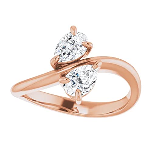 925 Silver,10K/14K/18K Solid Rose Gold Handmade Engagement Ring 3 CT Pear Cut Moissanite Diamond Solitaire Wedding/Gorgeous Gift for/Her Wife Rings