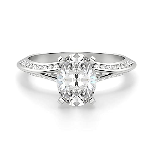 3.10 CT Oval Moissanite Engagement Ring Wedding 925 Sterling Silver,10K/14K/18K Solid Gold Wedding Set Solitaire Accent Halo Style, Silver Anniversary Promise Ring Gift for Her (moissanite)