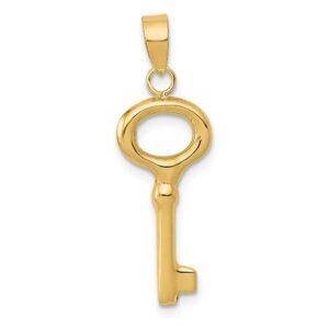 extel large 14k gold polished 3-d key charm