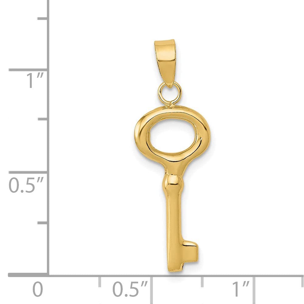 Extel Large 14k Gold Polished 3-D Key Charm