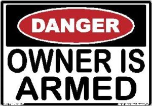 safety decal unlimited danger owner is armed do not enter shoot gun injury death warning black red white rectangle label sticker decal made in america (3.5" x 5")