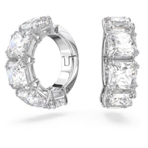 swarovski matrix clip earrings, square cut, clear, rhodium finish