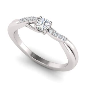 1/2 Carat TW Women's Moissanite and Natural Diamonds Engagement Ring in 10k White Gold, Size 10