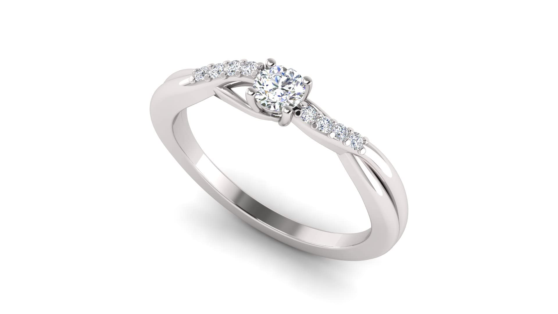 1/2 Carat TW Women's Moissanite and Natural Diamonds Engagement Ring in 10k White Gold, Size 10