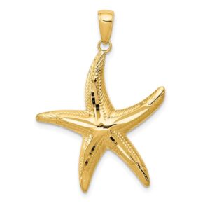 extel large 14k gold diamond-cut starfish pendant