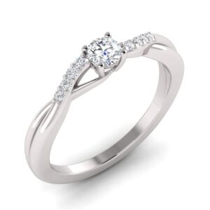 1/2 Carat TW Women's Moissanite and Natural Diamonds Engagement Ring in 10k White Gold, Size 10