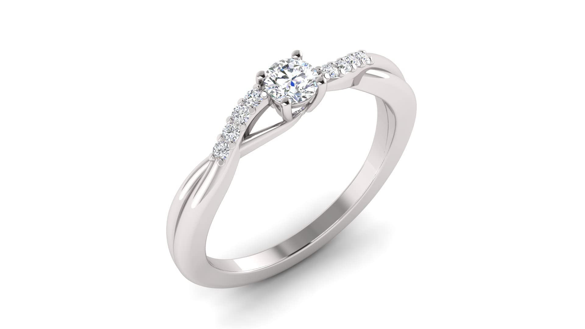 1/2 Carat TW Women's Moissanite and Natural Diamonds Engagement Ring in 10k White Gold, Size 10