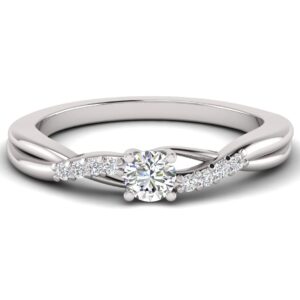 1/2 Carat TW Women's Moissanite and Natural Diamonds Engagement Ring in 10k White Gold, Size 10